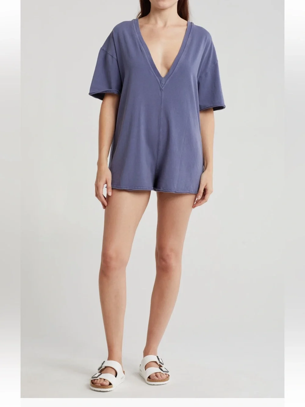 Free People NWT FP Movement Hot Shot Pockets Cotton stretch Vneck Tee Romper